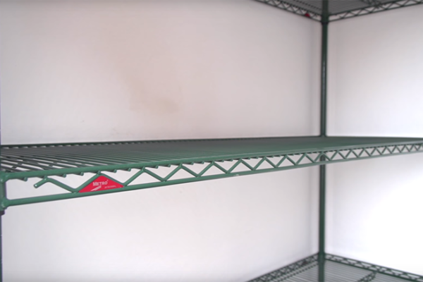 Green shelving in Polar King refrigeration trailer unit