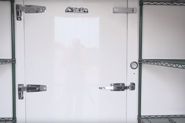 White door of Polar King walk-in freezer